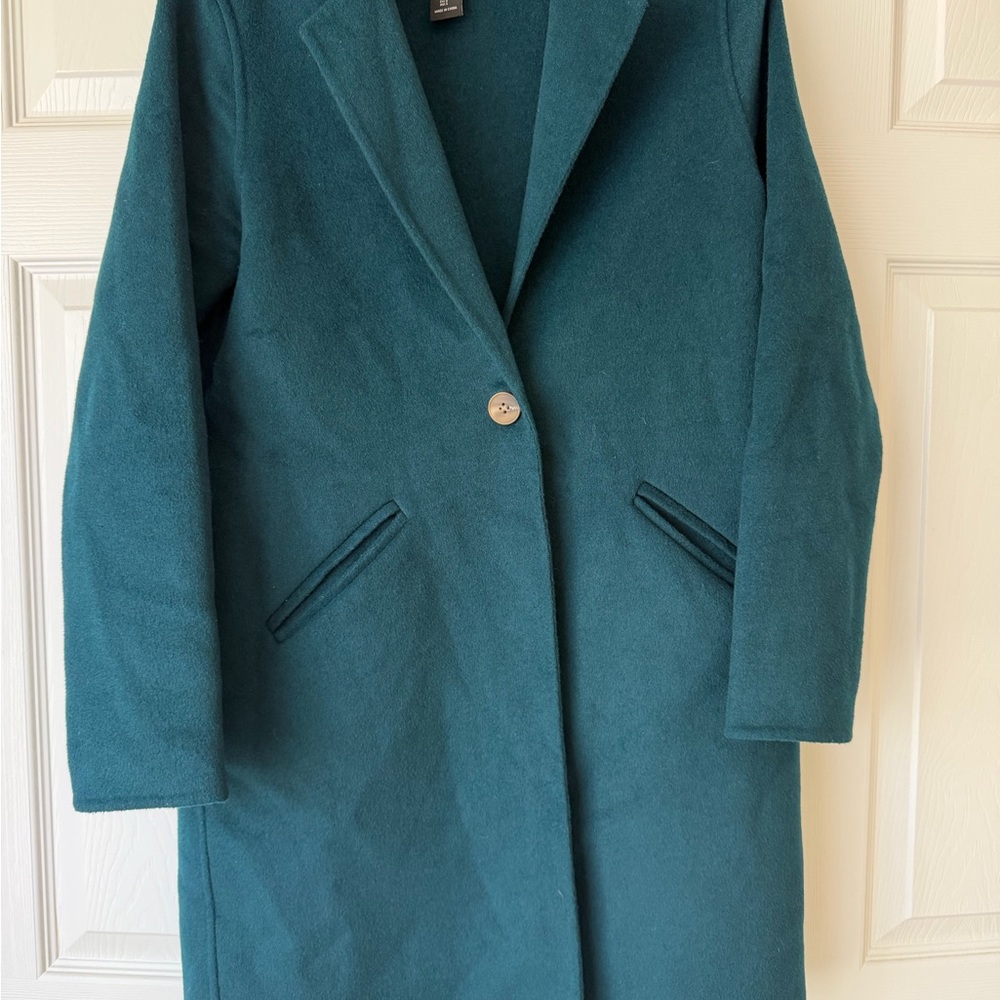 Rachel Zoe Teal Single-Button Wool Pea Coat